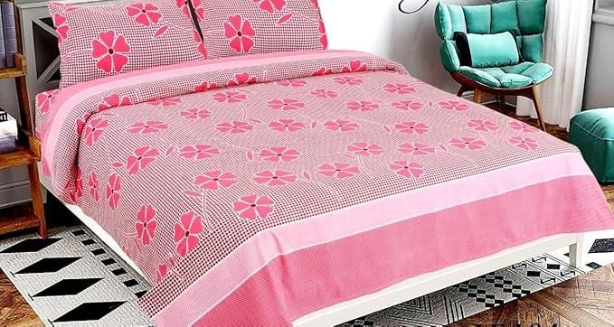 1 Double Bedsheet with 2 Pillow Covers