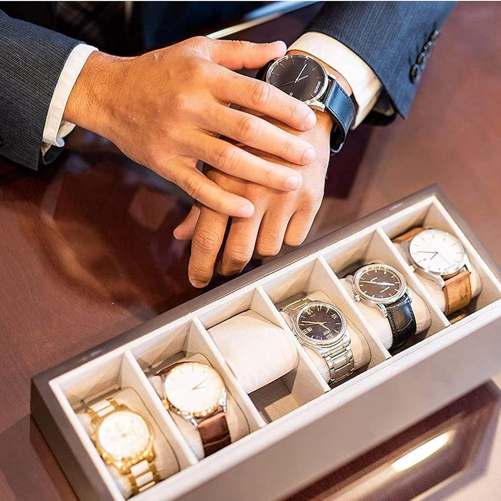 Wood Watch Box Organizer with Glass Display 