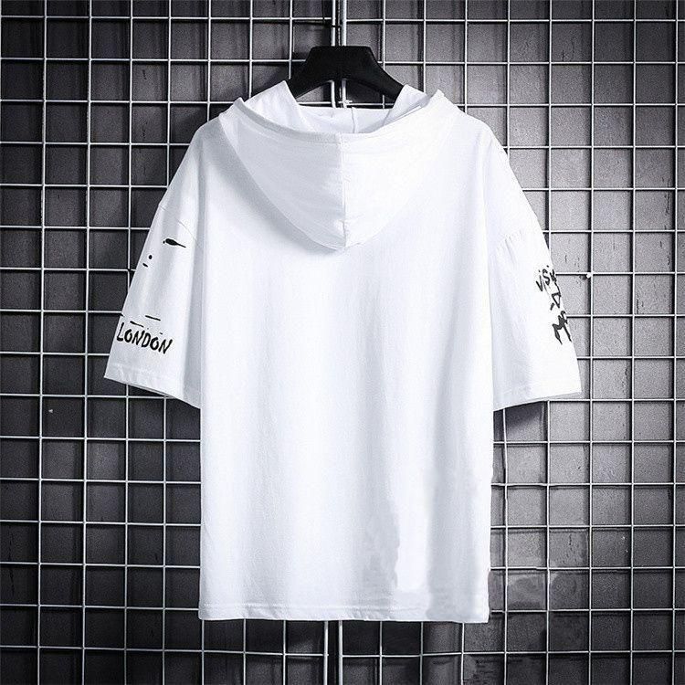 TRYTHIS Cotton Color Block Half Sleeves Hooded Neck Mens T-Shirt 