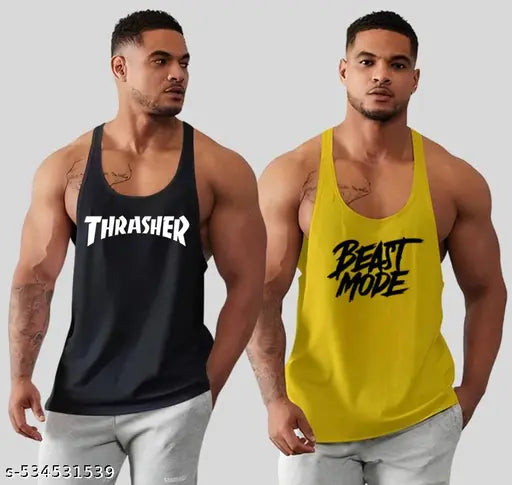 Faricon Gym Vest For Men's Tank Top yellow black