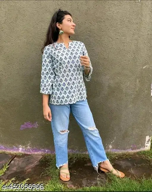 Cotton Printed Short Kurti for Women