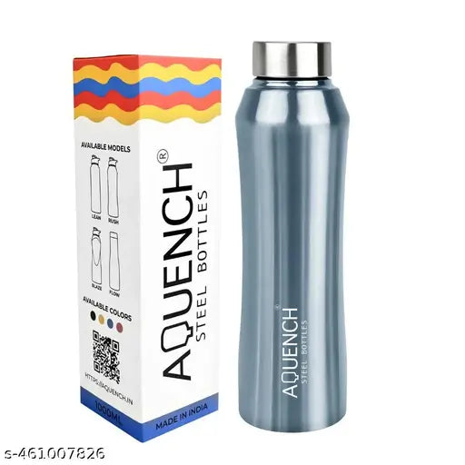 Aquench Best Selling Stainless Steel Water Bottle 1 Litre (1000 ml) | Fridge Water Bottle 1 Litre | Refrigerator Bottle Thunder with Sipper Cap Use for Home/Office/Gym/School/Travelling| Water Bottle For Office | Sports Water Bottle| Gym Water Bottle