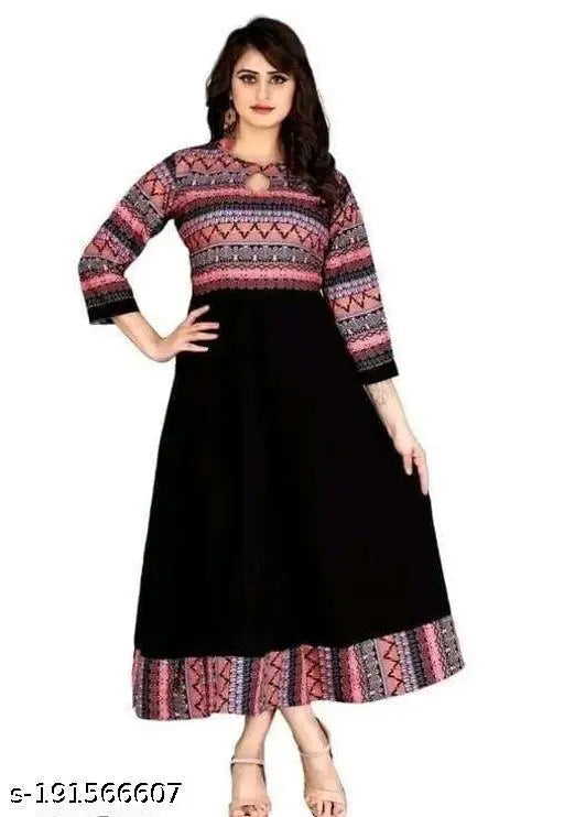 Polyster/Crepe fabric-woman solid anarkali kurtis